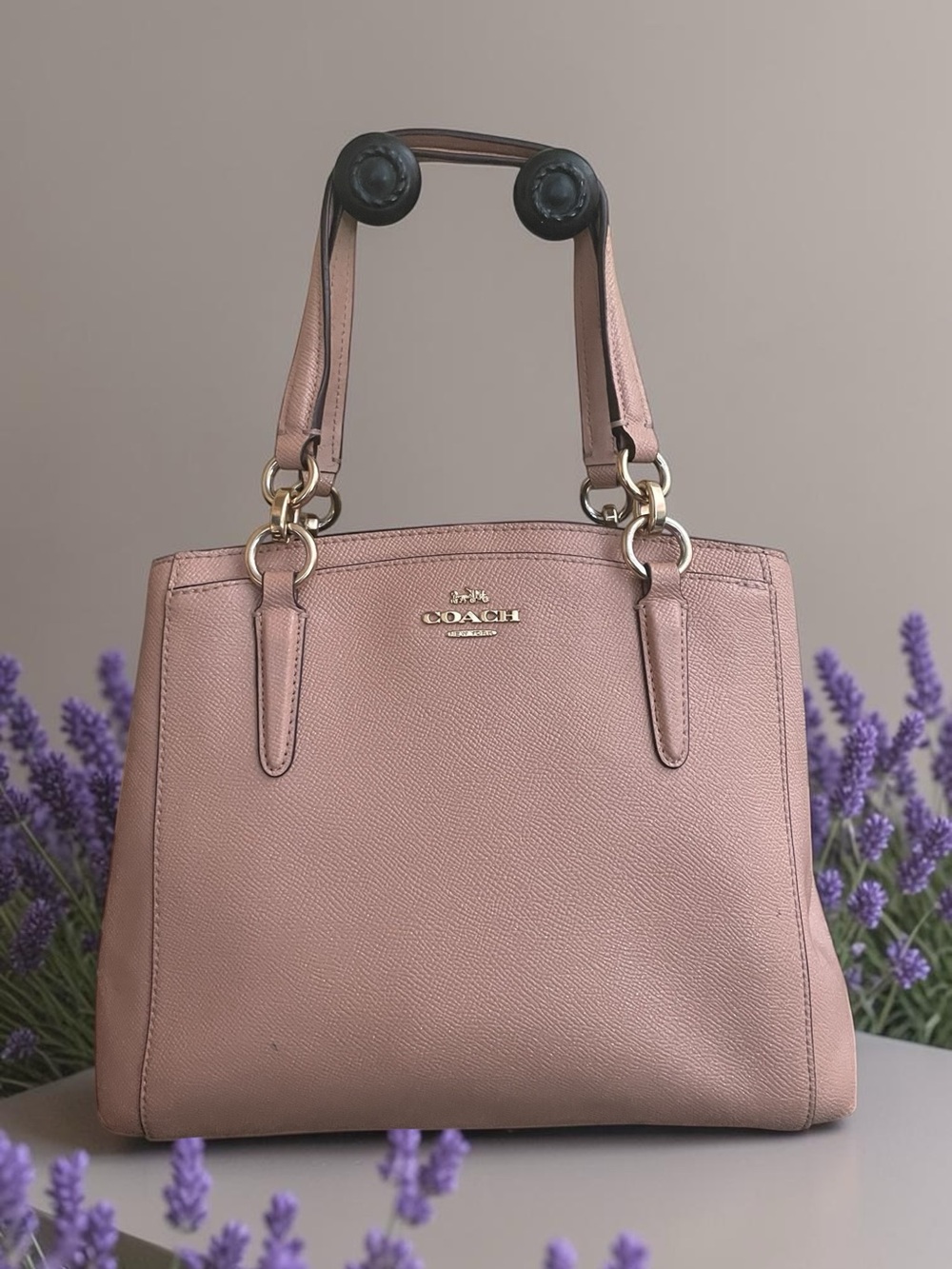 Coach Blush Pink Leather Shoulder Tote with Gold Hardware